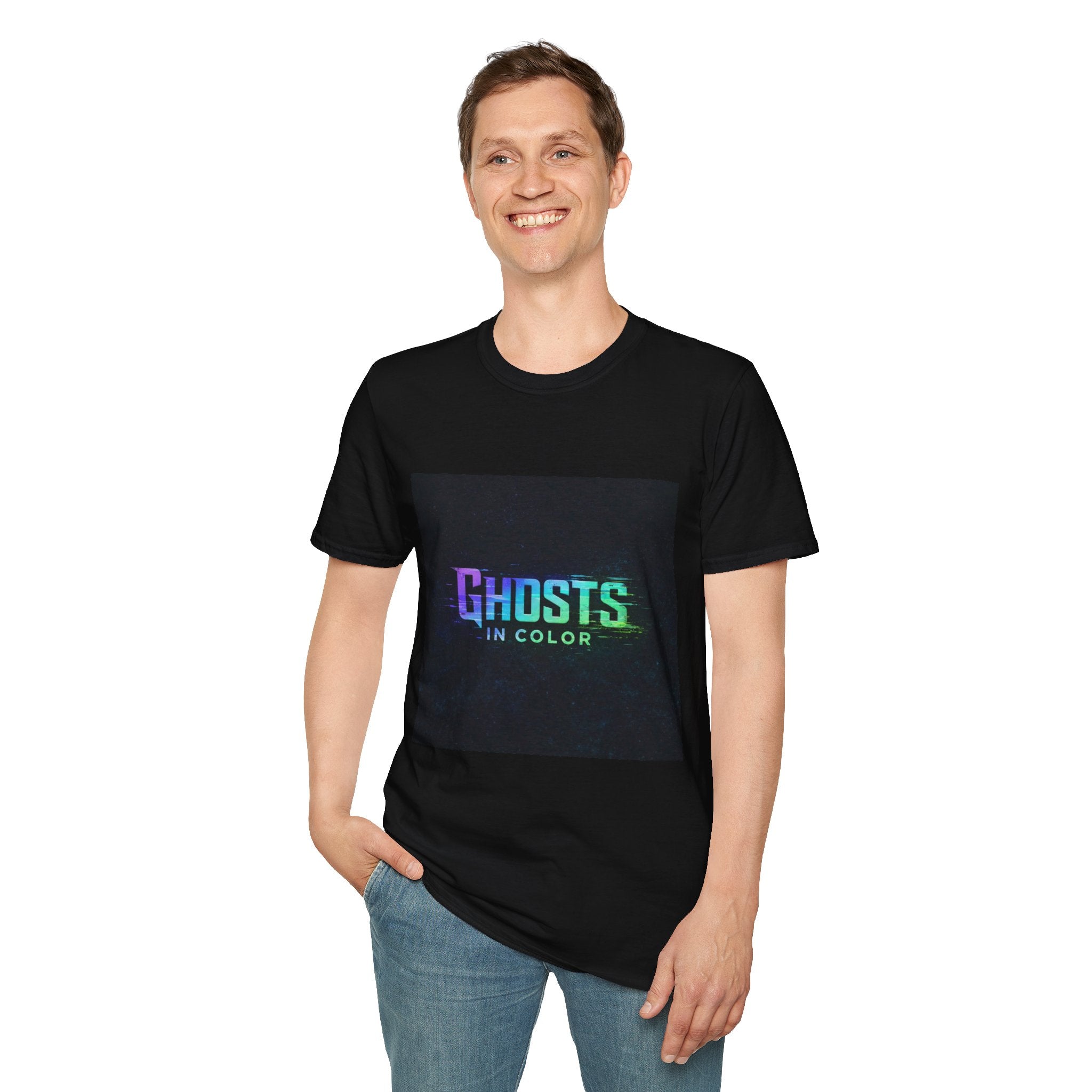 Ghosts in Color T-Shirt — Neon Retro Paranormal Band Tee